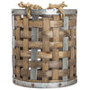 Rustic Farmhouse Bamboo and Metal Storage Basket (Small)